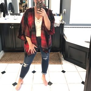 Plaid poncho